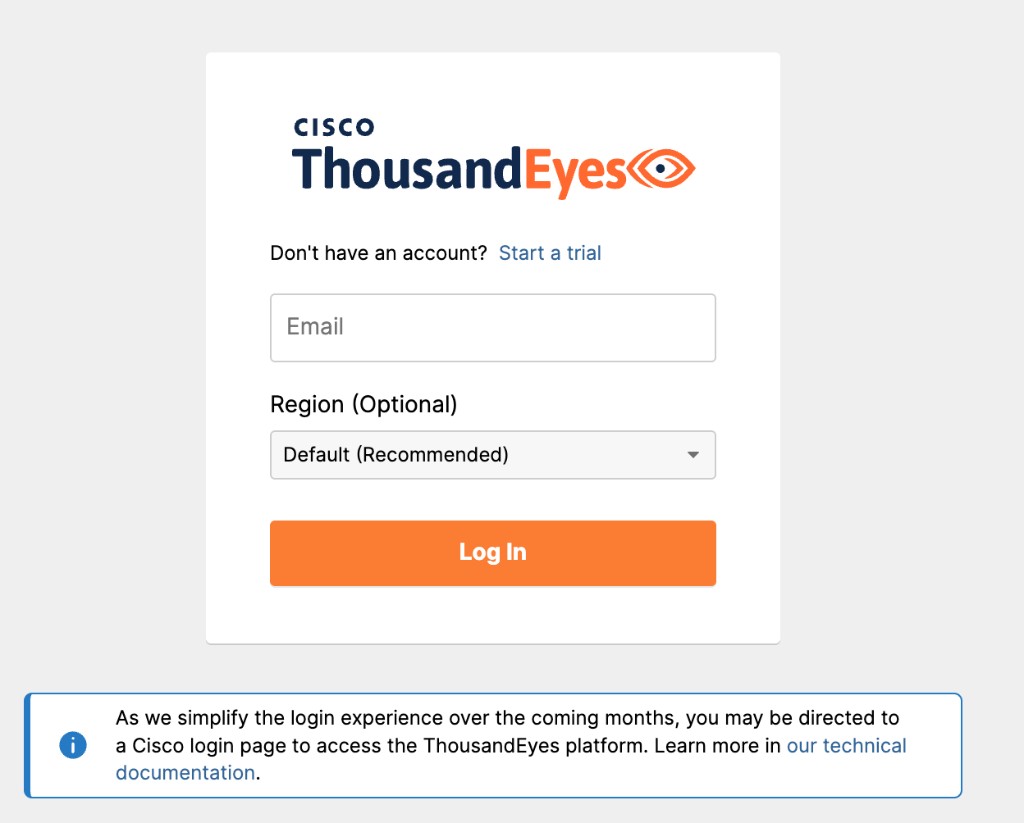 ThousandEyes login page